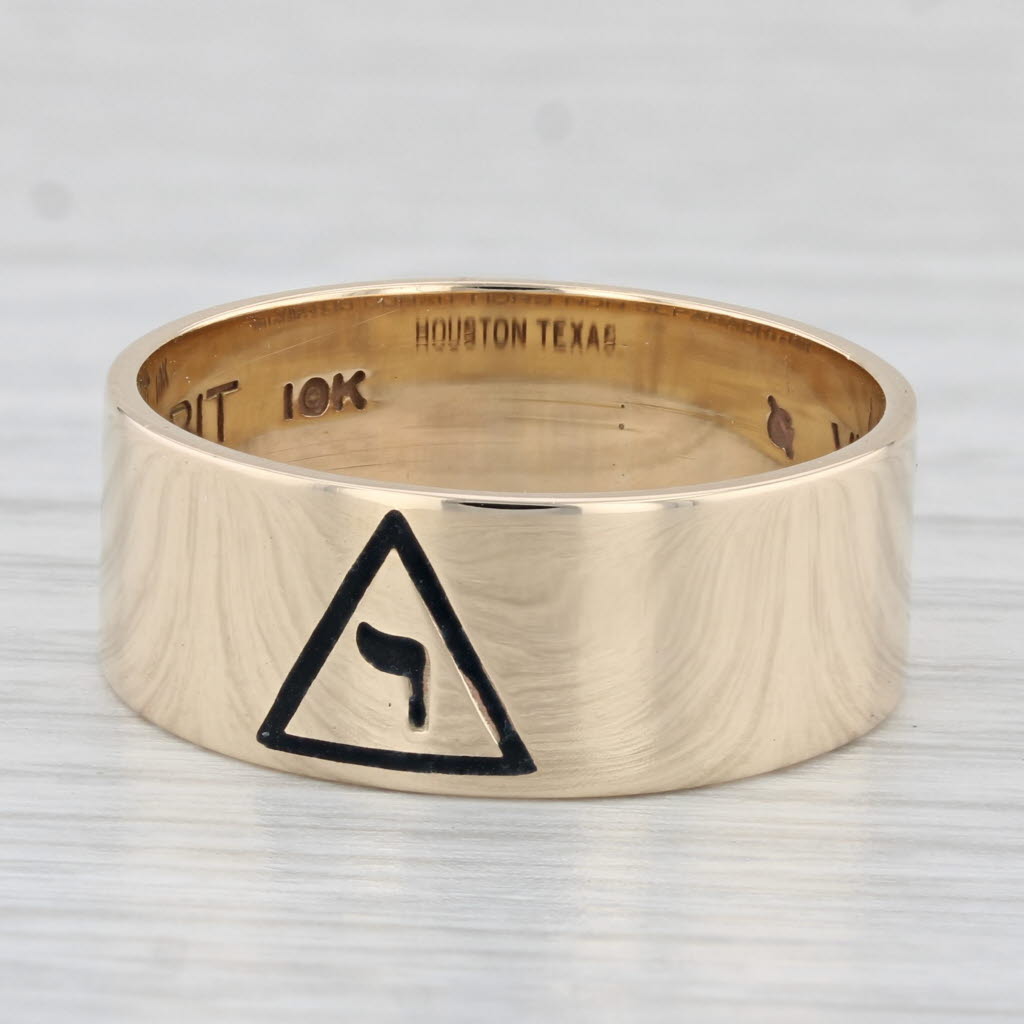 Light Gray 14th Degree Scottish Rite Yod Ring 10k Yellow Gold Size 9.5 Masonic Men's Band