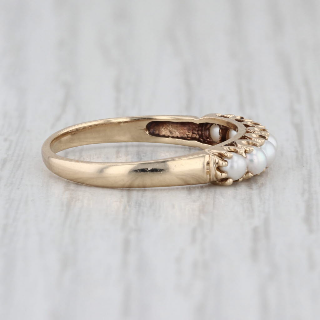 Vintage Cultured Pearl Ring 10k Gold Size 8.75 Stackable Bridal Anniversary