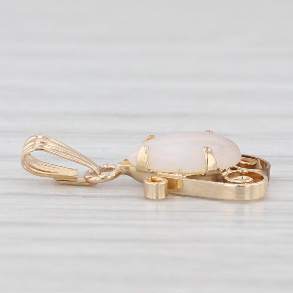 Light Gray Pear Opal Solitaire Pendant 14k Yellow Gold