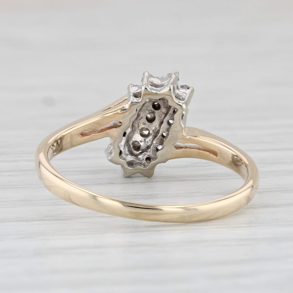 Light Gray 0.17ctw Diamond Cluster Bypass Ring 10k Yellow Gold Size 7.25