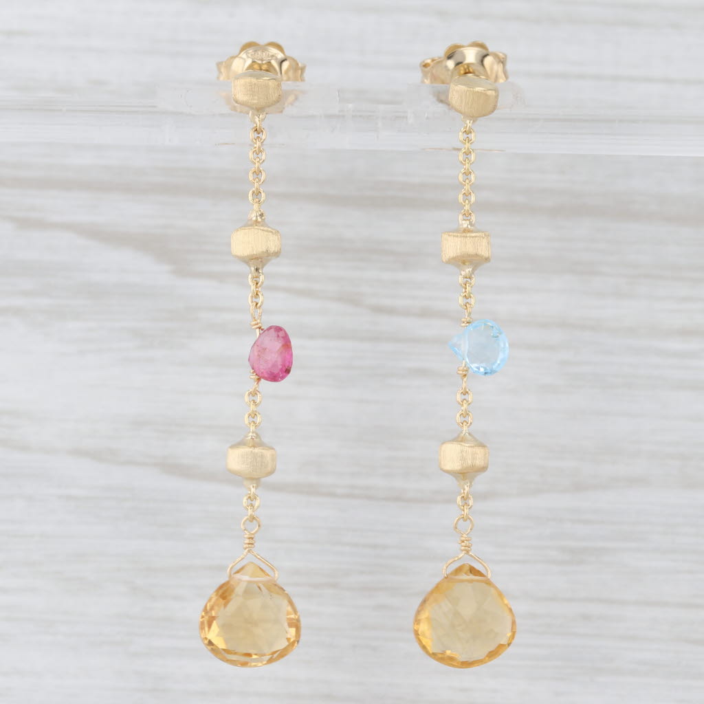 Light Gray Marco Bicego Paradise Dangle Briolette Earrings 18k Yellow Gold