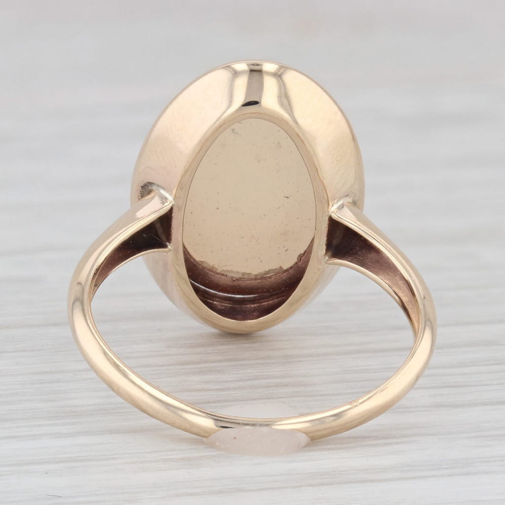 Light Gray Oval Cabochon Moonstone Solitaire Ring 10k Yellow Gold Size 6.25