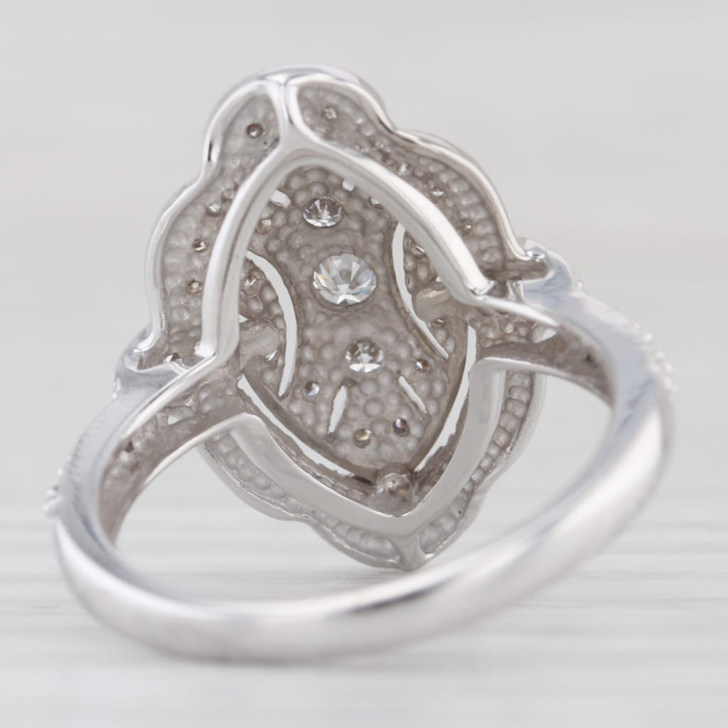 Vintage 0.27ctw Diamond Cluster Ring 14k White Gold Size 7.25