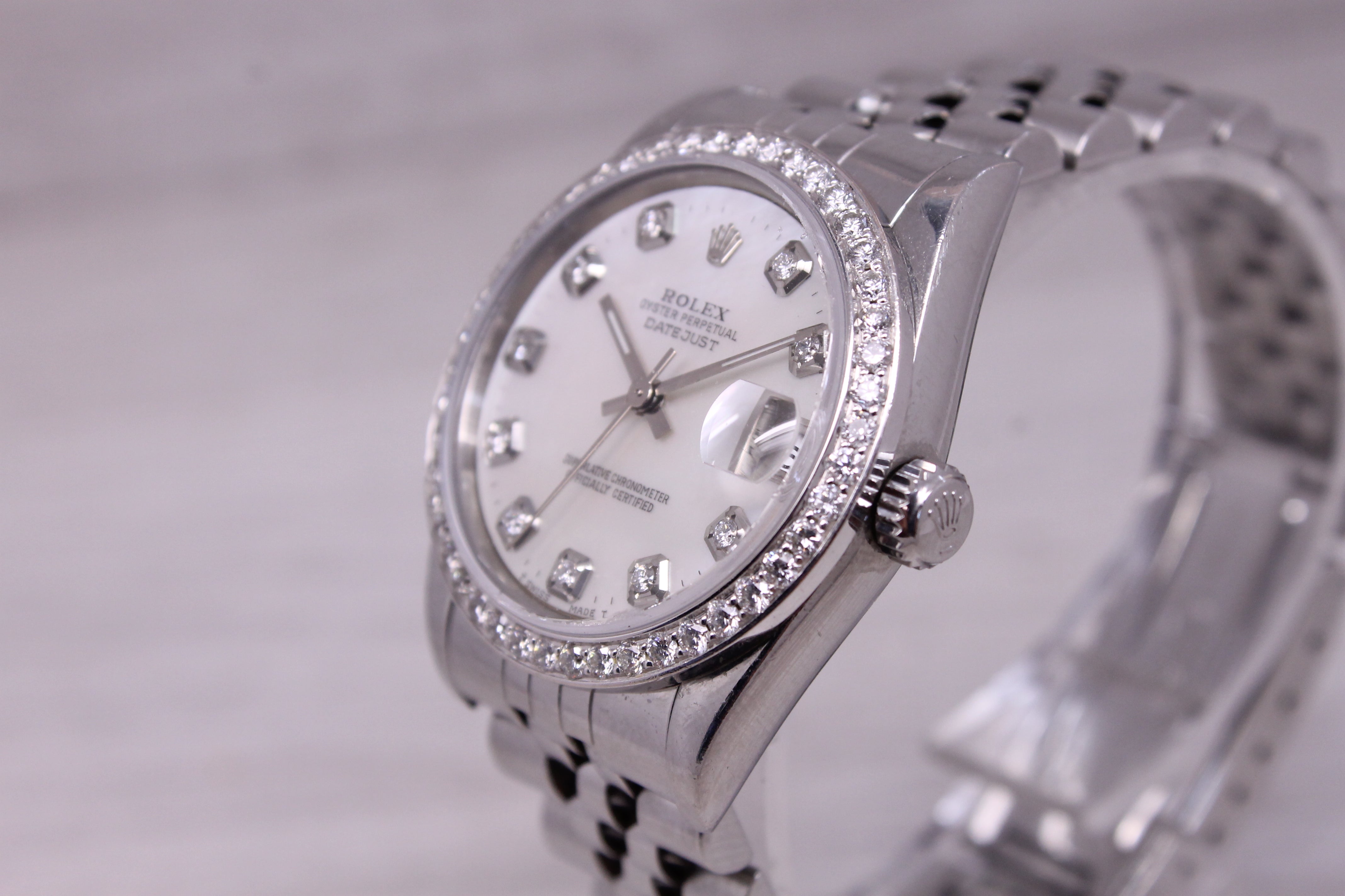 2002 Rolex Datejust 31mm Steel & Gold Ladies Watch ref.78240 Diamond Bezel