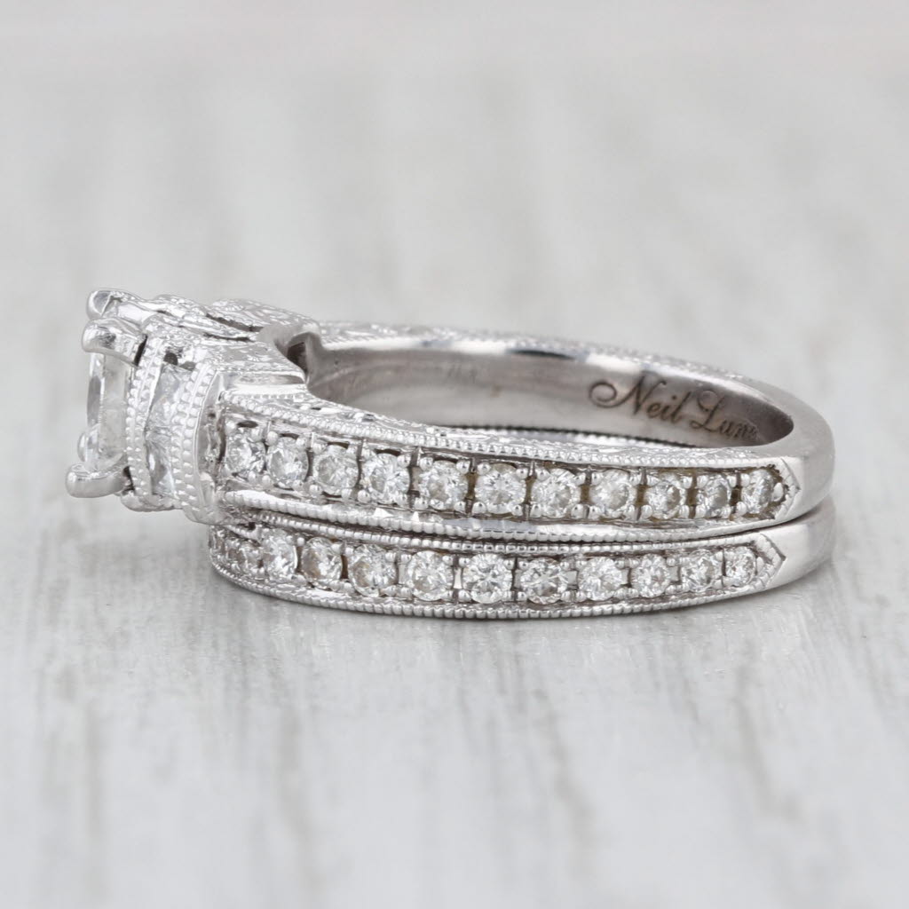 Neil Lane 1.55ctw Diamond Engagement Ring Wedding Band Bridal Set 14k White Gold