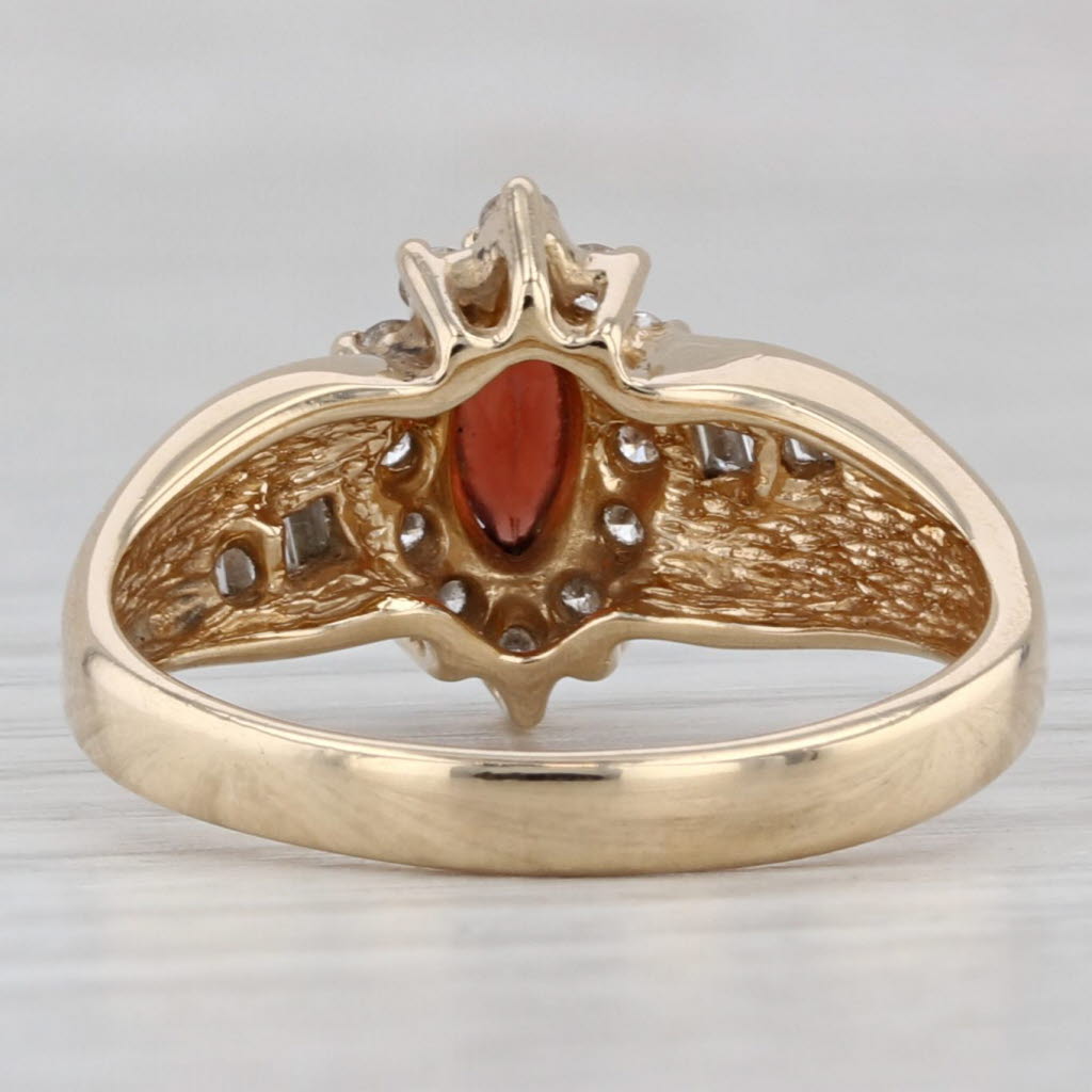 Gray 0.70ctw Marquise Garnet Diamond Halo Ring 14k Yellow Gold Size 7-7.25
