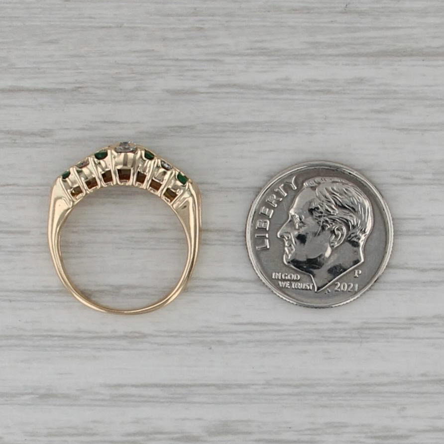 1.02ctw Emerald Diamond Tiered Rooftop Ring 14k Yellow Gold Size 4.25
