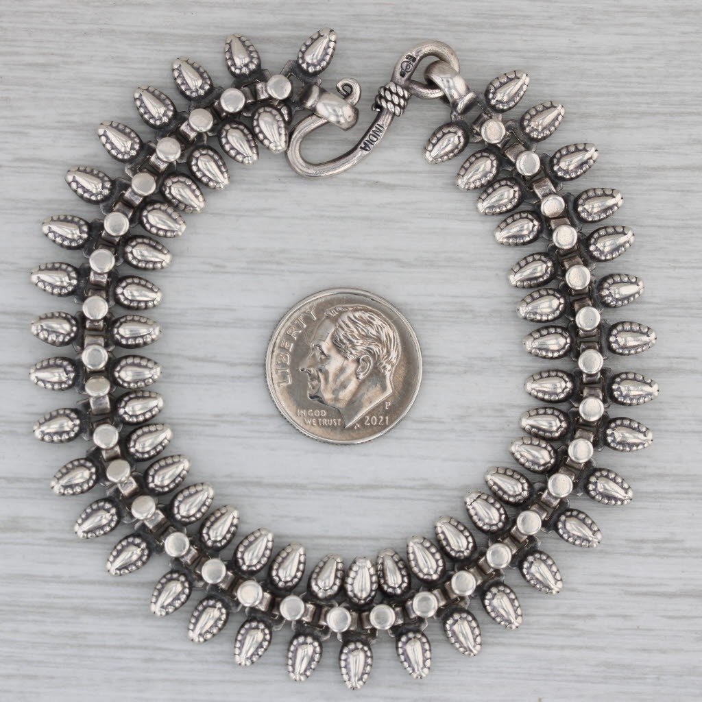 Gray Artisan Signed 7.25" Sterling Silver Hook Clasp 15.1mm Mesh Chain