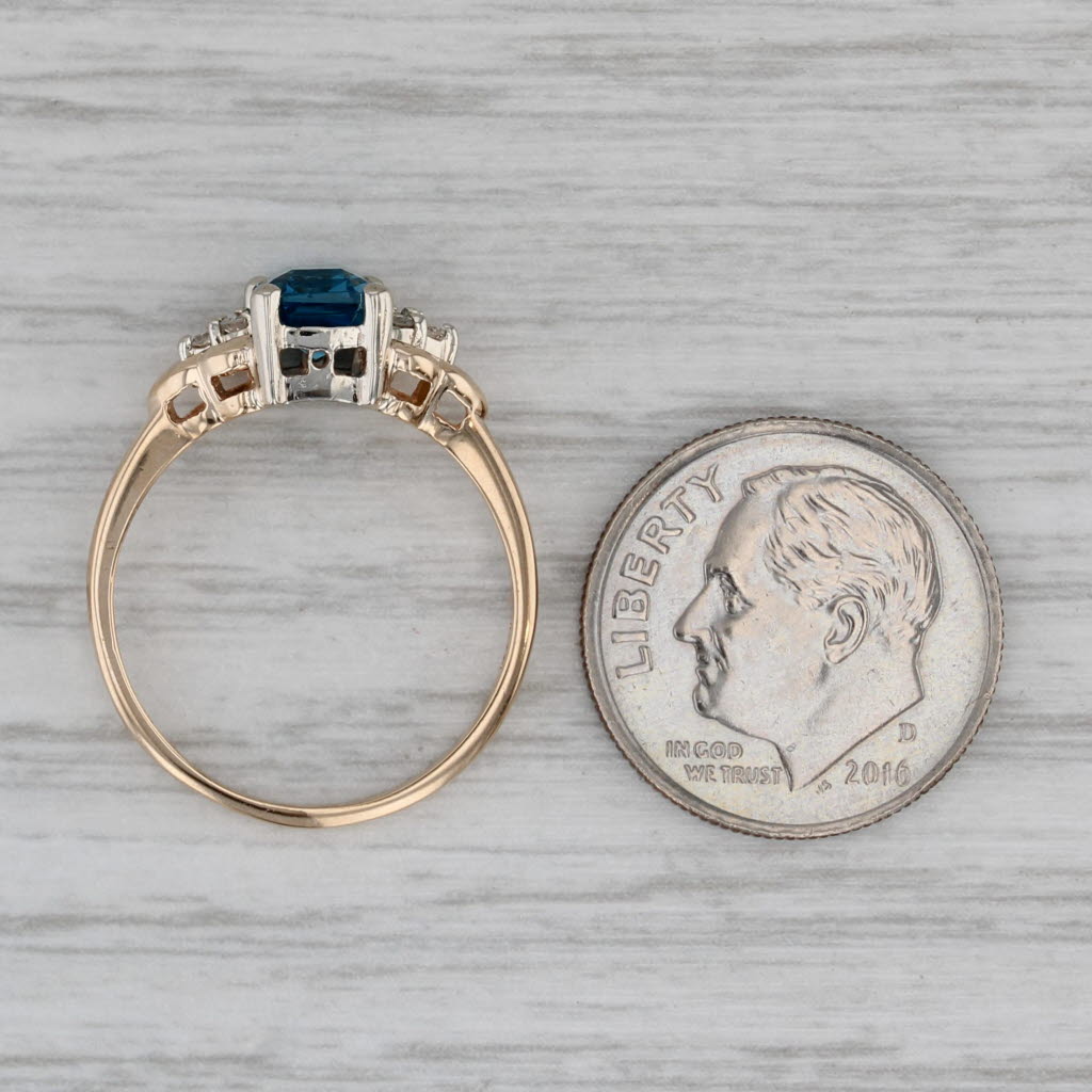 Gray 1.43ctw Blue Topaz Diamond Ring 14k Yellow Gold Size 6.25