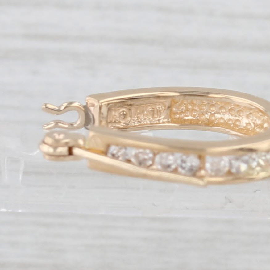 Light Gray 0.24ctw Diamond Hoop Earrings 14k Yellow Gold Snap Top Oval Hoops