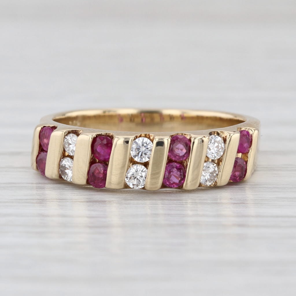 0.74ctw Ruby Diamond Ring 14k Yellow Gold Size 8.25 Stackable