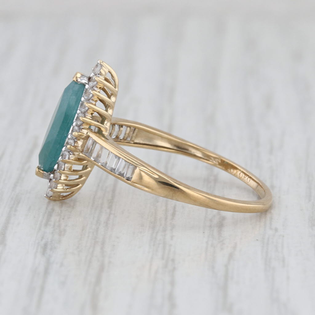 2.47ctw Teal Grandidierite Zircon Halo Ring 10k Yellow Gold Size 10.25