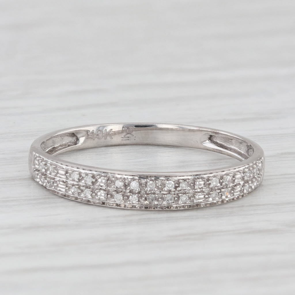 Light Gray Diamond Band 10k White Gold Size 7 Stackable Wedding Ring