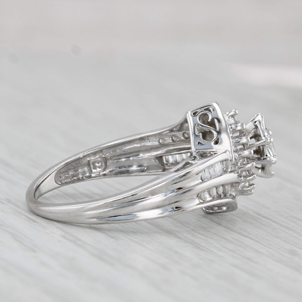 Gray Diamond Bypass Engagement Ring Bridal Set 10k White Gold Size 7.25