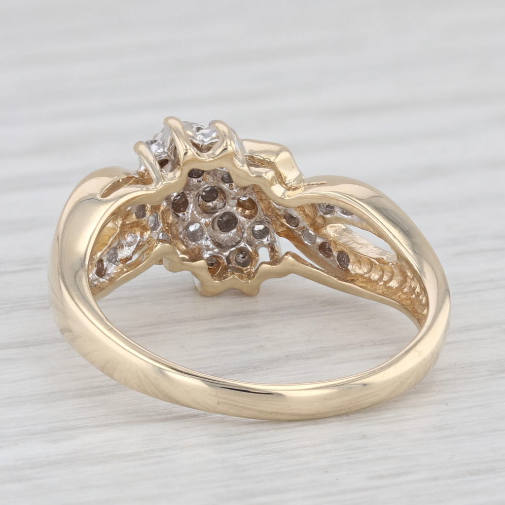 Light Gray 0.25ctw Diamond Cluster Bypass 10K Yellow Gold Size 7.25 Ring
