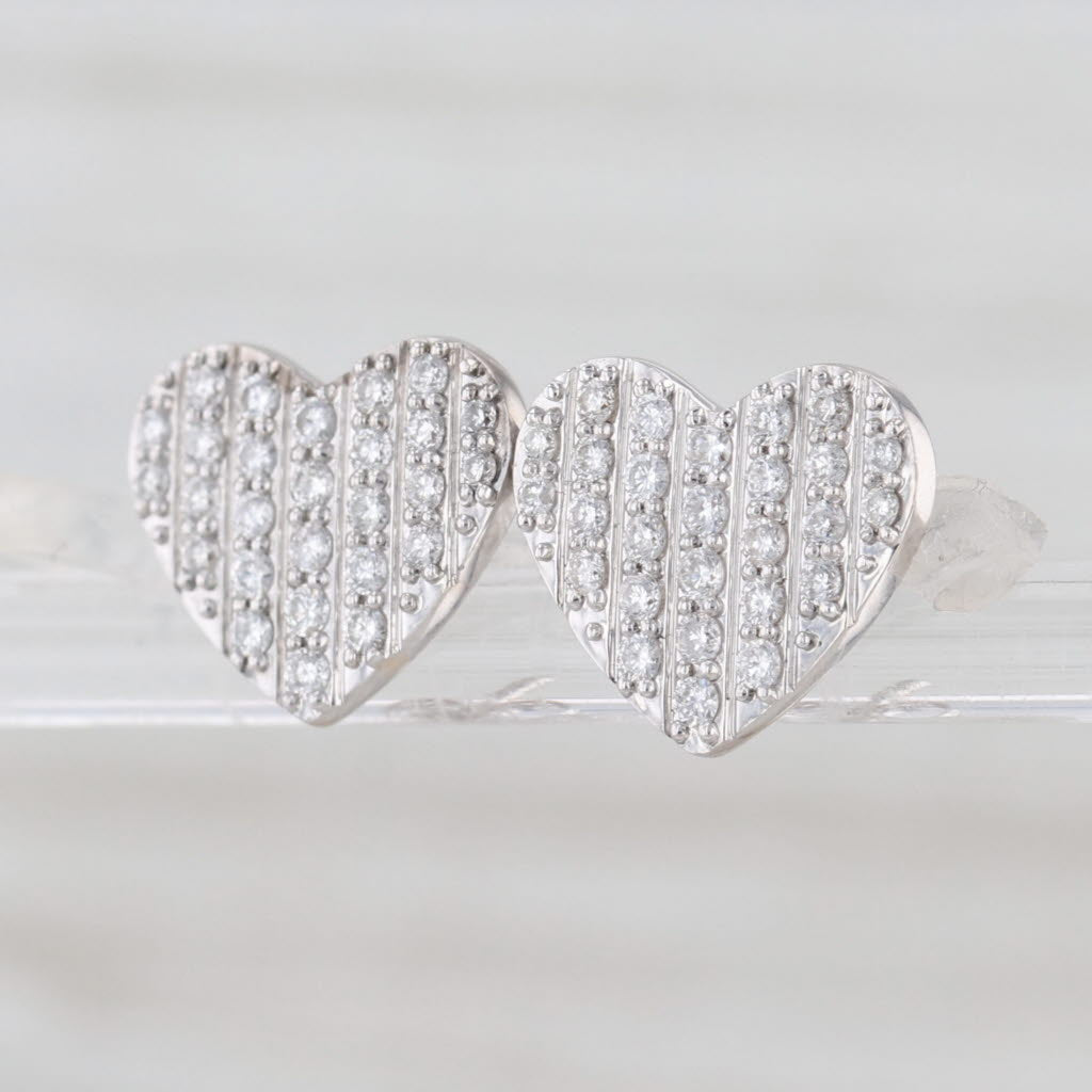 0.30ctw Diamond Pave Heart Stud Earrings 14k White Gold Studs
