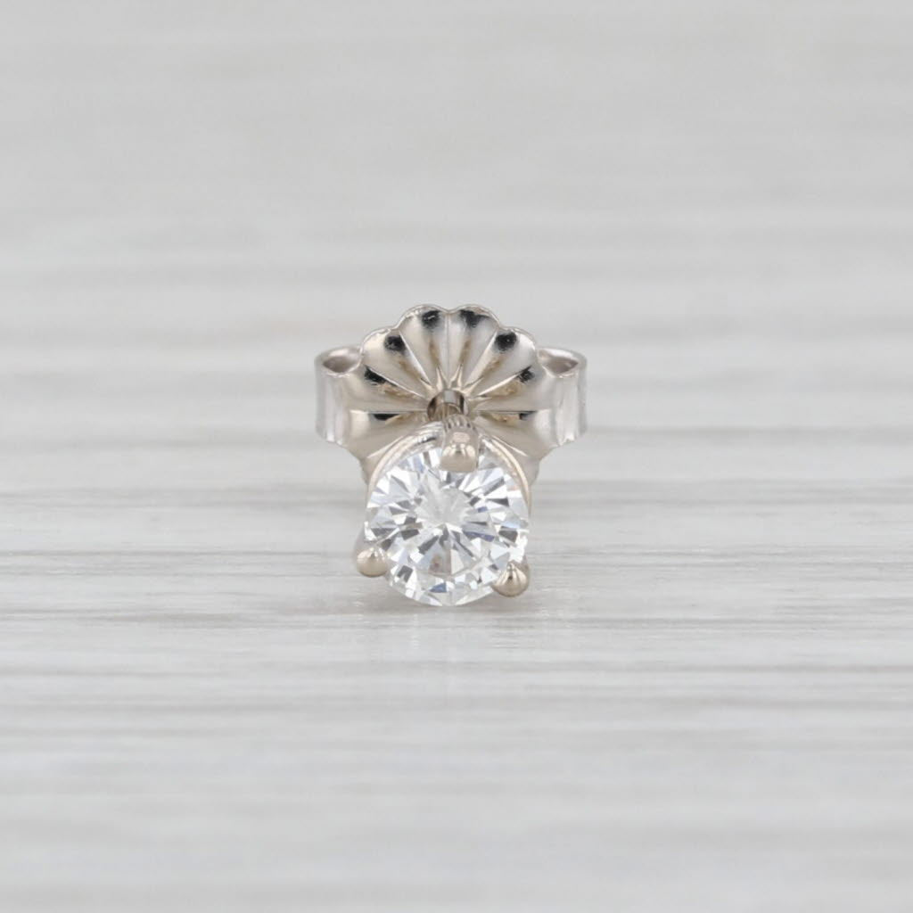 Single 0.20ct Diamond Solitaire Stud Earring 14k White Gold Round VS2 F-G