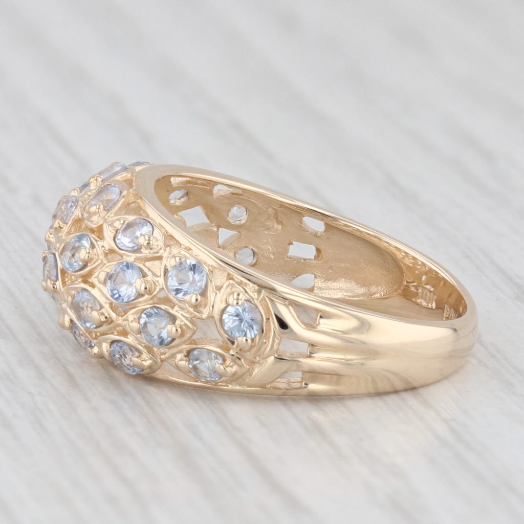 Light Gray 1.35ctw White Colorless Sapphire Cluster Ring 10k Yellow Gold Size 7.25