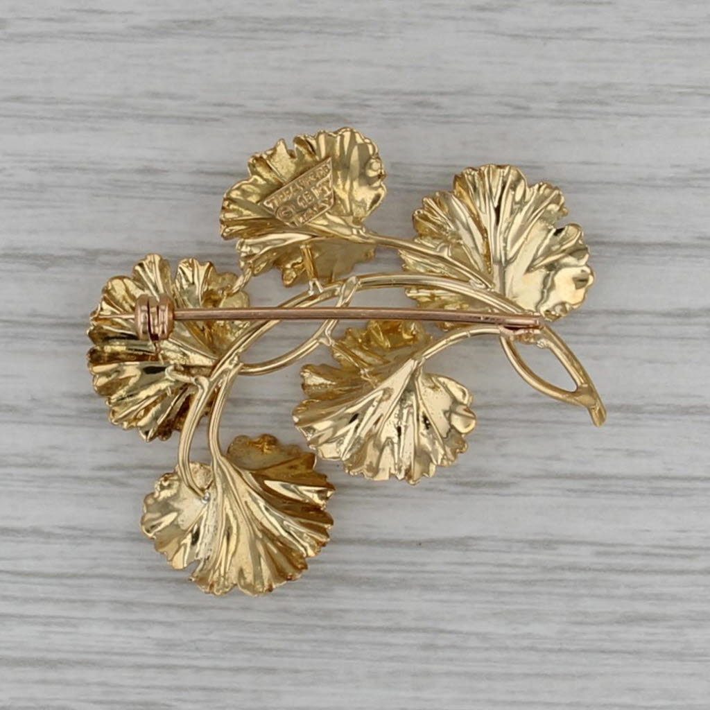 Tiffany & Co 0.25ctw Ruby Flower Brooch 18k Yellow Gold Vintage Floral Pin