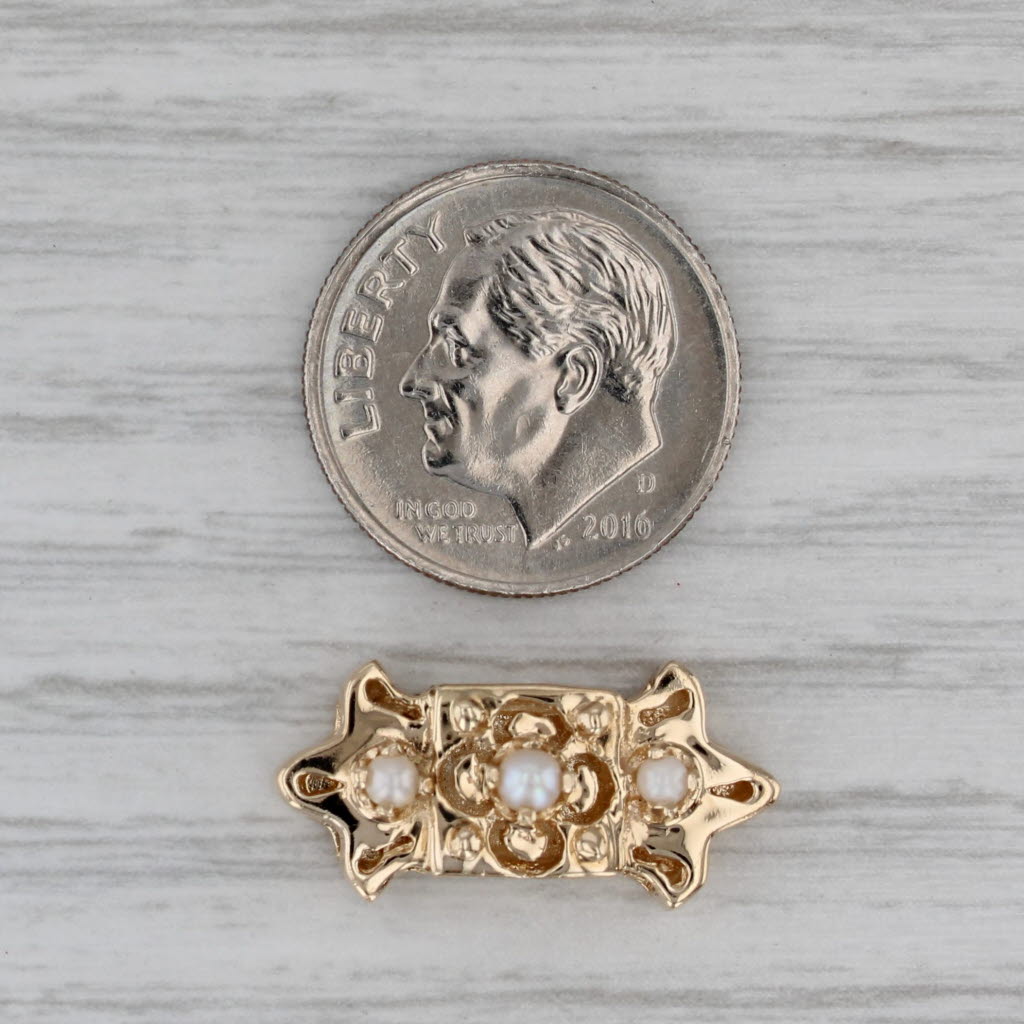Gray Vintage Cultured Pearl Slide Bracelet Charm 14k Yellow Gold