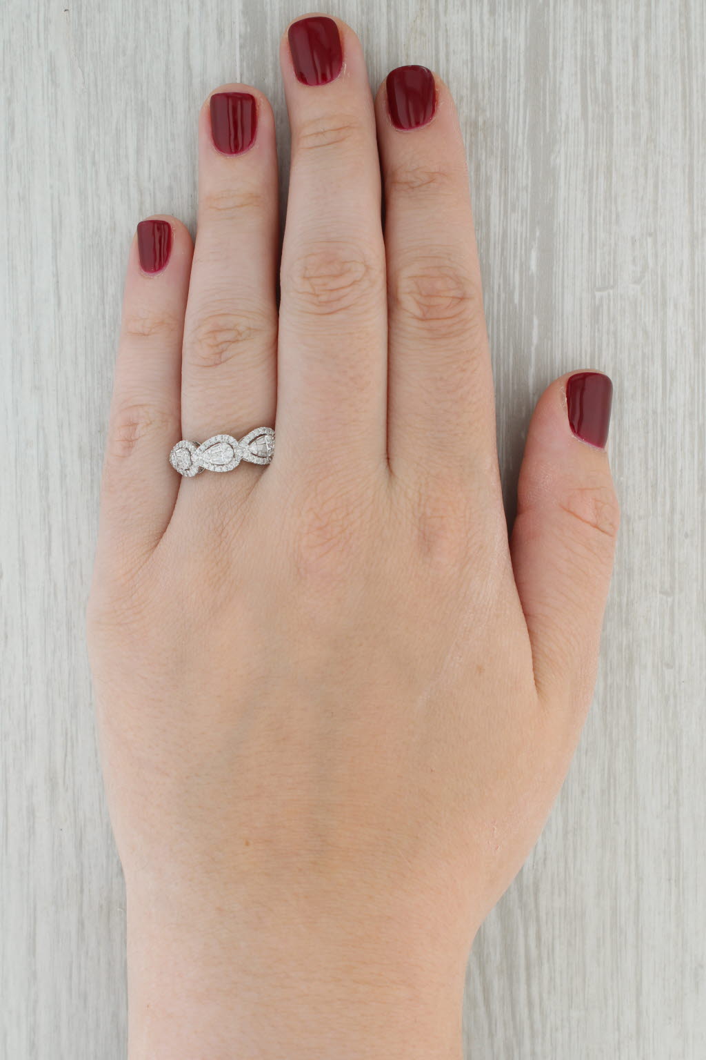 Gray 0.60ctw Diamond Teardrop Halo Ring 18k White Gold Size 8