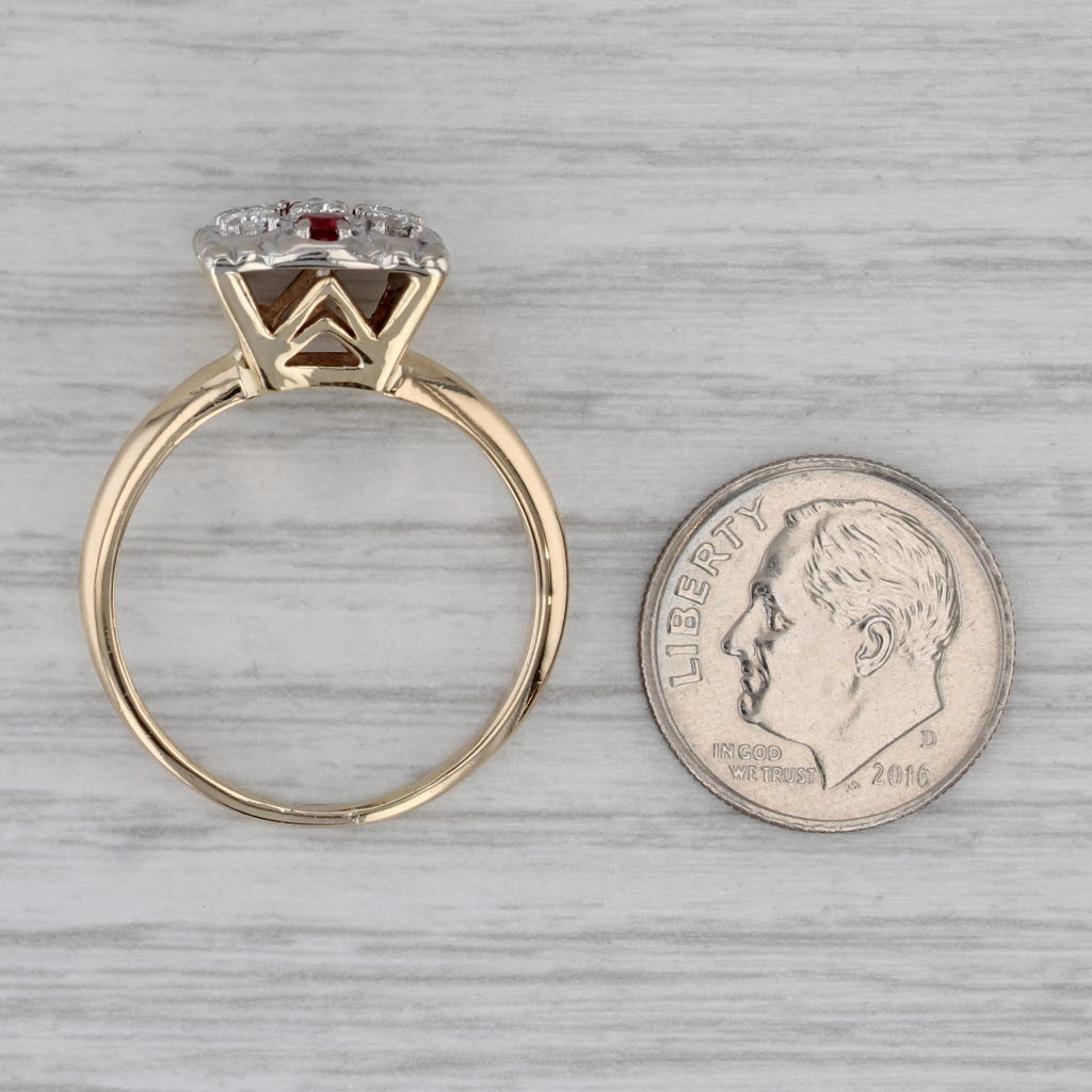 Gray Vintage Lab Created Ruby Diamond Cluster Ring 14k Yellow White Gold Size 10