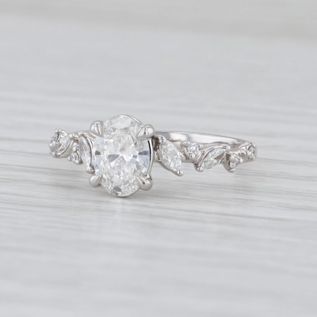 IGI 1.06ctw Oval Lab Grown Diamond Engagement Ring 14k White Gold Size 6.25