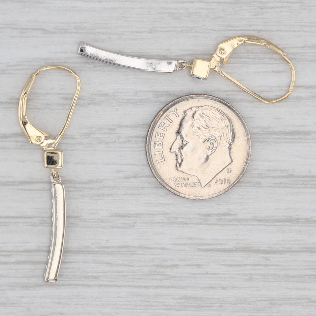 Light Gray 0.25ctw Diamond Journey Dangle Earrings 14k Yellow Gold Leverbacks