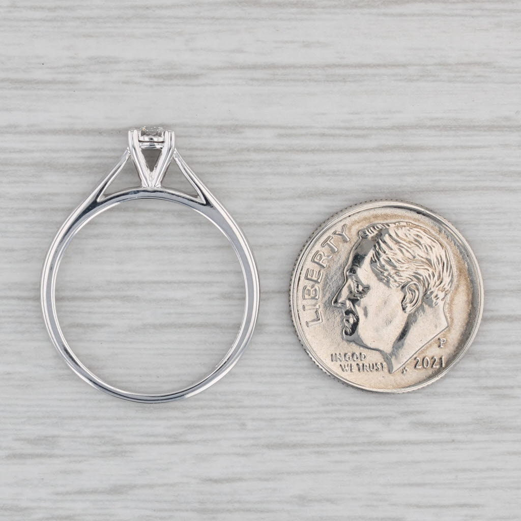 Gray Diamond Round Solitaire Engagement Ring 10k White Gold Size 7.25