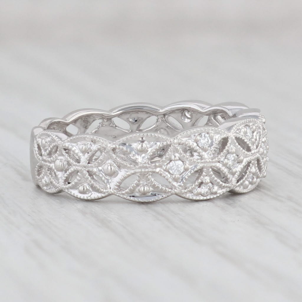 Light Gray New 0.16ctw Diamond Eternity Ring 900 Platinum Sz 6.5 Stackable Band Anniversary