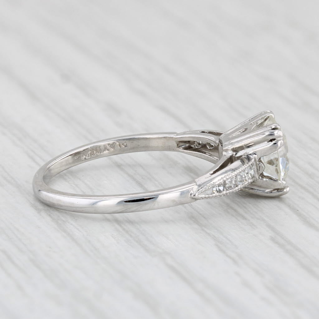 Light Gray 1.60ctw VS1 Round Diamond Engagement Ring Platinum Sz 7 Solitaire w/ Accents GIA