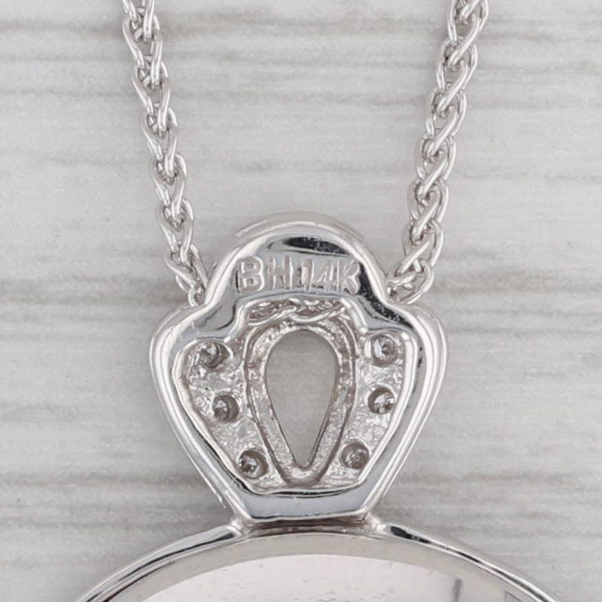Gray 0.57ctw Sapphire Diamond Flower Diffuser Pendant Necklace 14k White Gold 15.75"