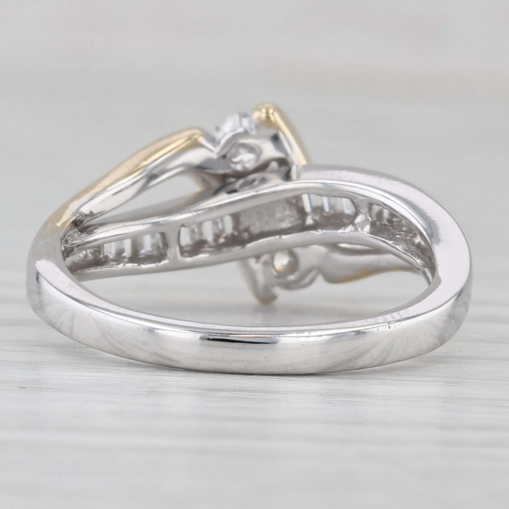 Light Gray 0.50ctw Diamond 3-Stone Bypass Ring 14k White Yellow Gold Size 7