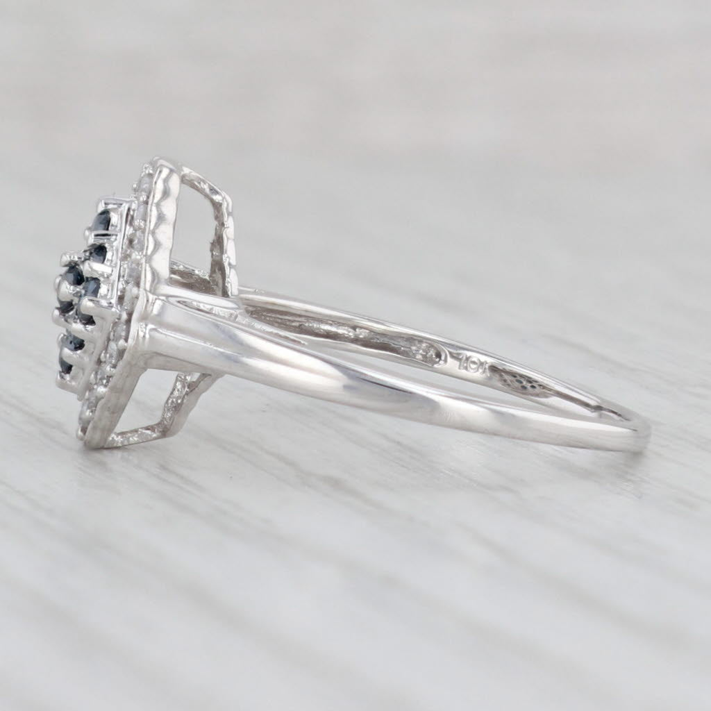 Light Gray 0.51ctw Blue White Diamond Halo Ring 10k White Gold Size 8