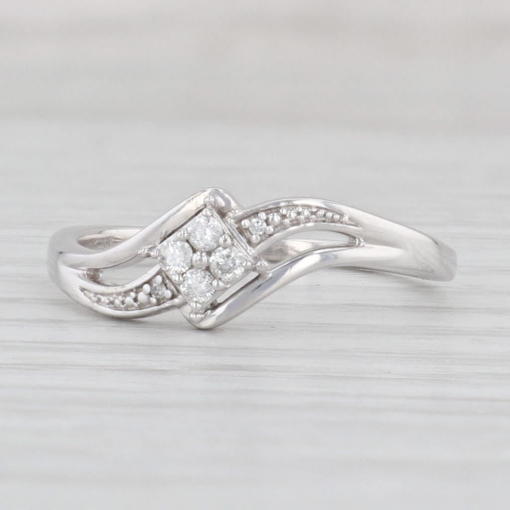 Light Gray Diamond Cluster Ring 10k White Gold Size 9.25 Engagement