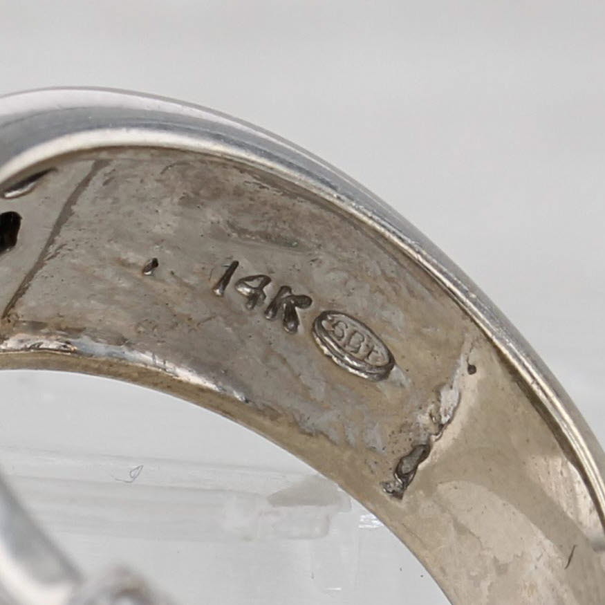 Gray 1.44ctw Green White Diamond Belt Buckle Ring 14k White Gold Size 6 Cocktail