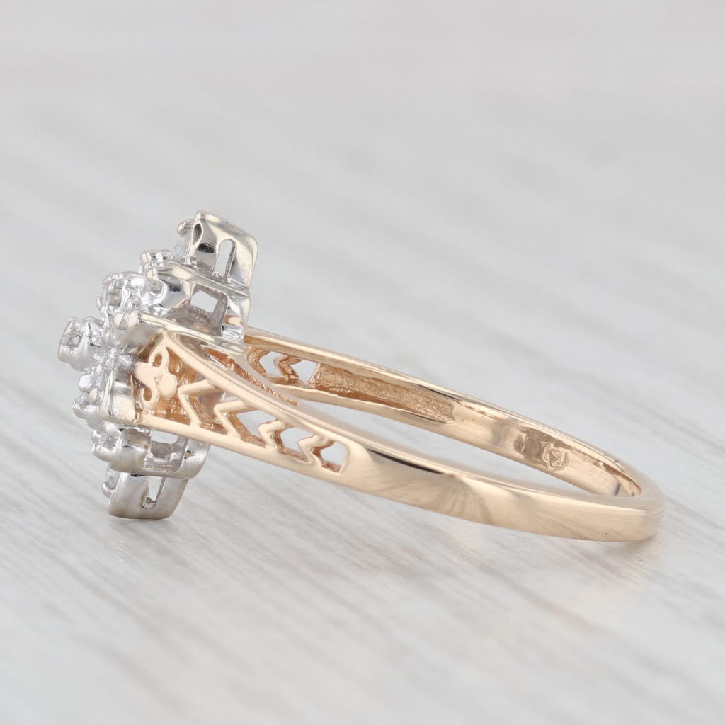 Light Gray Diamond Cluster Ring 14k Yellow White Gold Size 6 Engagement