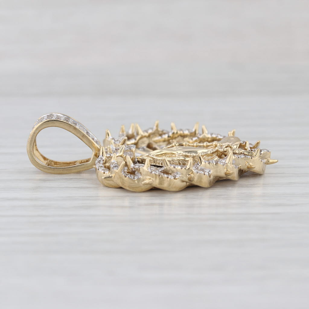 Prayer Hands Radiant Heart Pendant 0.71ctw Diamond 10k Gold Engravable