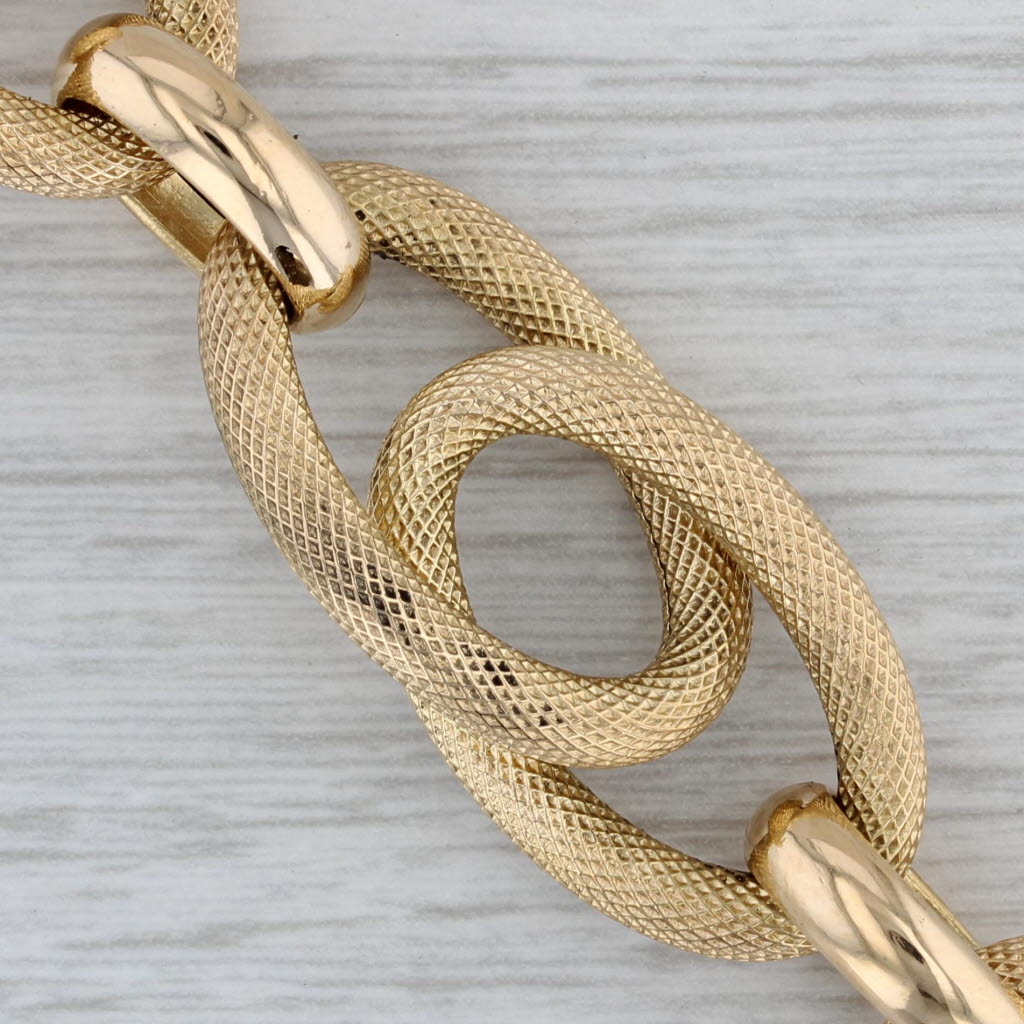 Gray 8.25" Textured Gold Statement Bracelet 18k Yellow Gold 16.6mm Italian