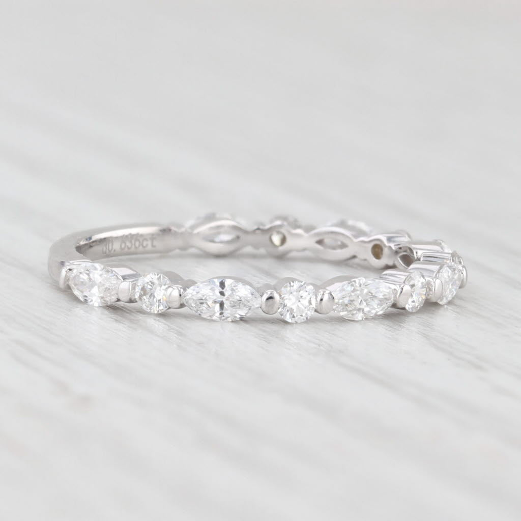 Light Gray New 0.63ctw Diamond Wedding Band 14k White Gold Stackable Anniversary Ring 6.25