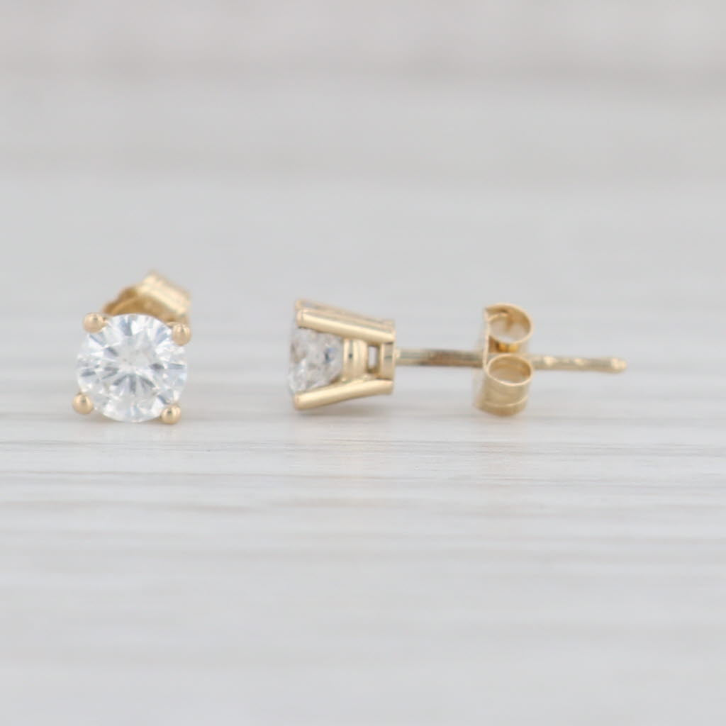Light Gray 0.50ctw Diamond Stud Earrings 14k Yellow Gold Round Solitaire Studs
