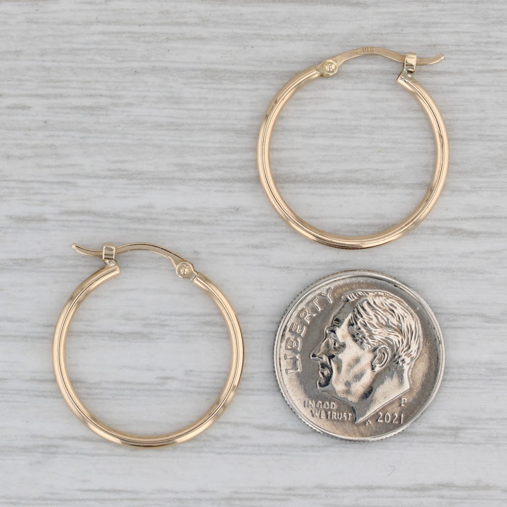 Gray Round Hoop Earrings 14k Yellow Gold Snap Top Posts 20.8mm Hoops