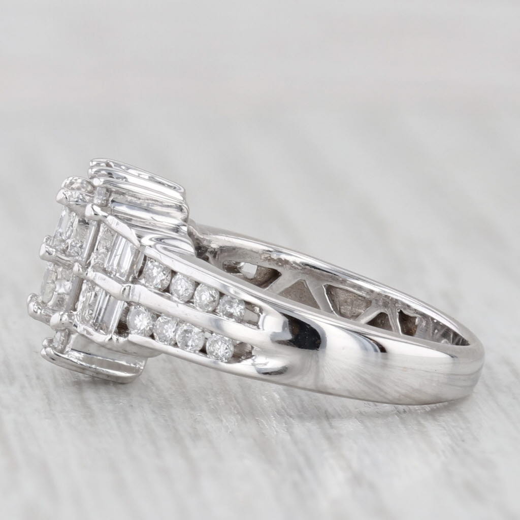Light Gray 0.98ctw Diamond Engagement Ring 14k White Gold Size 4.25