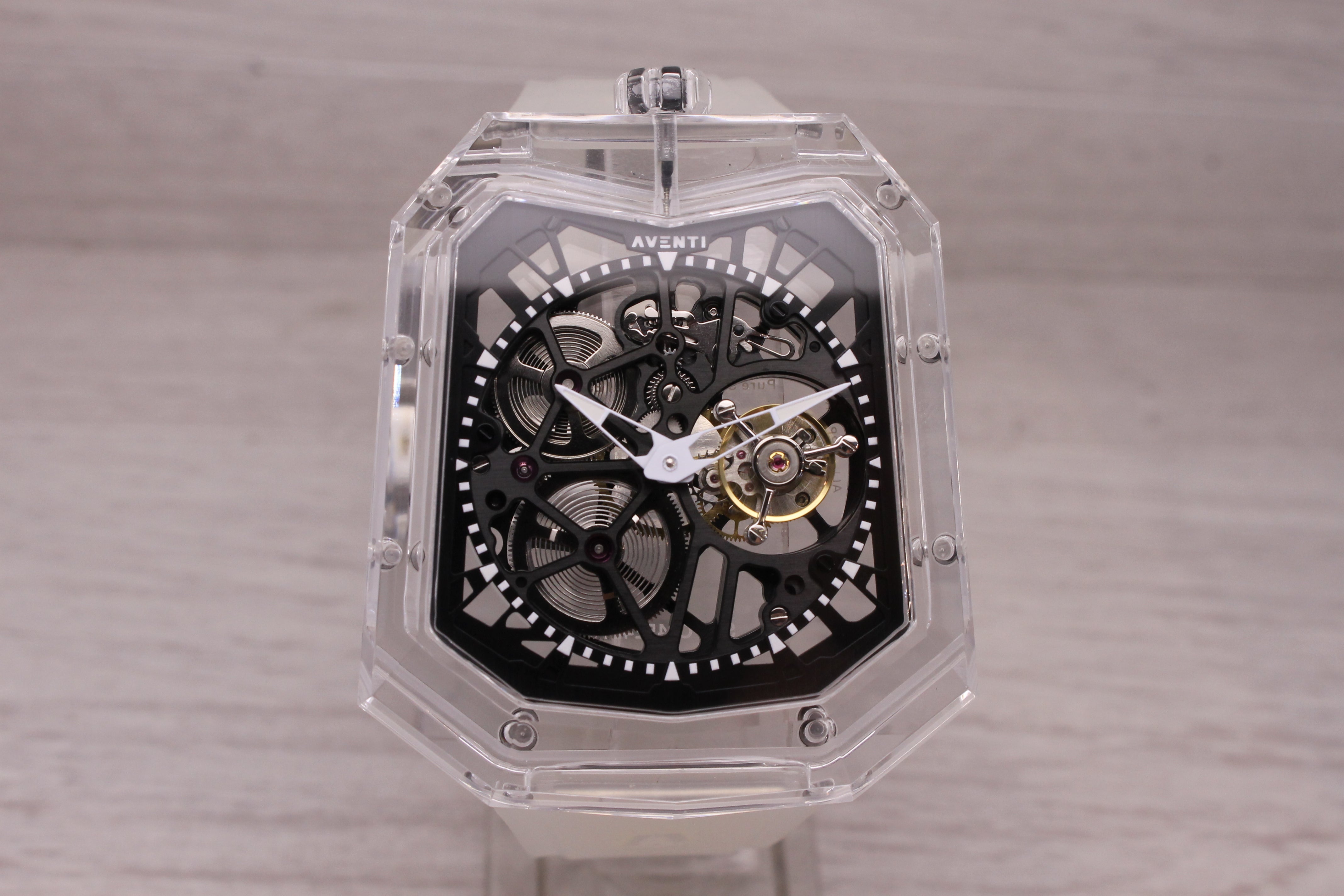 Aventi A11-01 SE Mens 48mm Pure Sapphire Crystal Tourbillon Watch w Card & COA