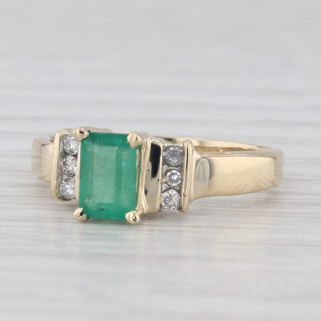 Light Gray 0.68ctw Emerald Diamond Ring 14k Yellow Gold Size 5.75