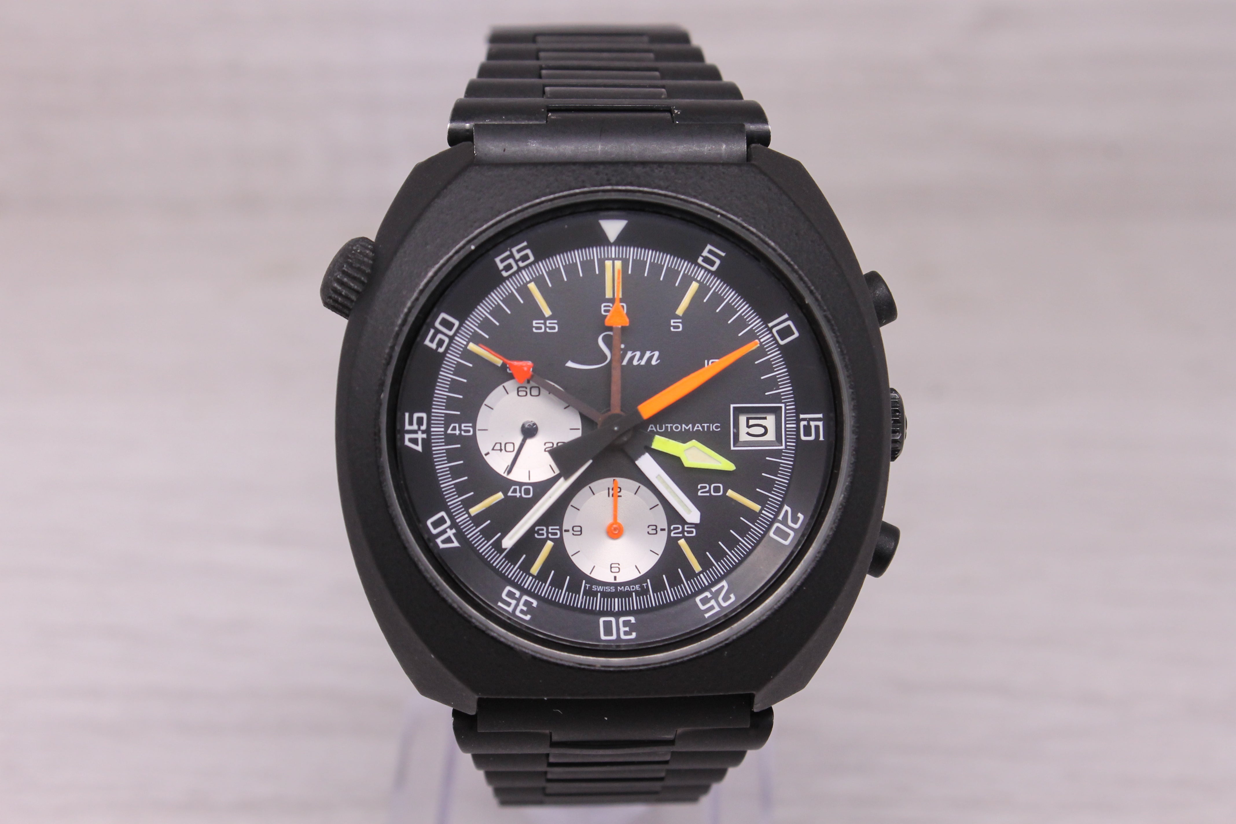 Vintage Sinn 140 43mm Black PVD Automatic Chronograph Near Mint Rare Setup