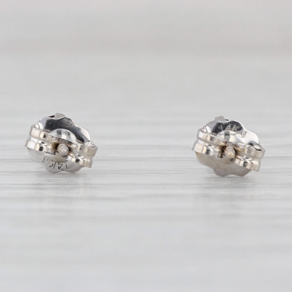 Red Glass Imitation Garnet Stud Earrings 14k White Gold Round Solitaire Studs