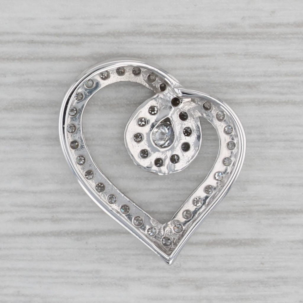 Gray 0.22ctw Diamond Abstract Heart Pendant 10k White Gold