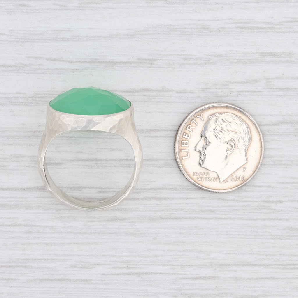 New Nina Nguyen Green Chrysoprase Ring Balance Sterling Silver Hammered Size 7