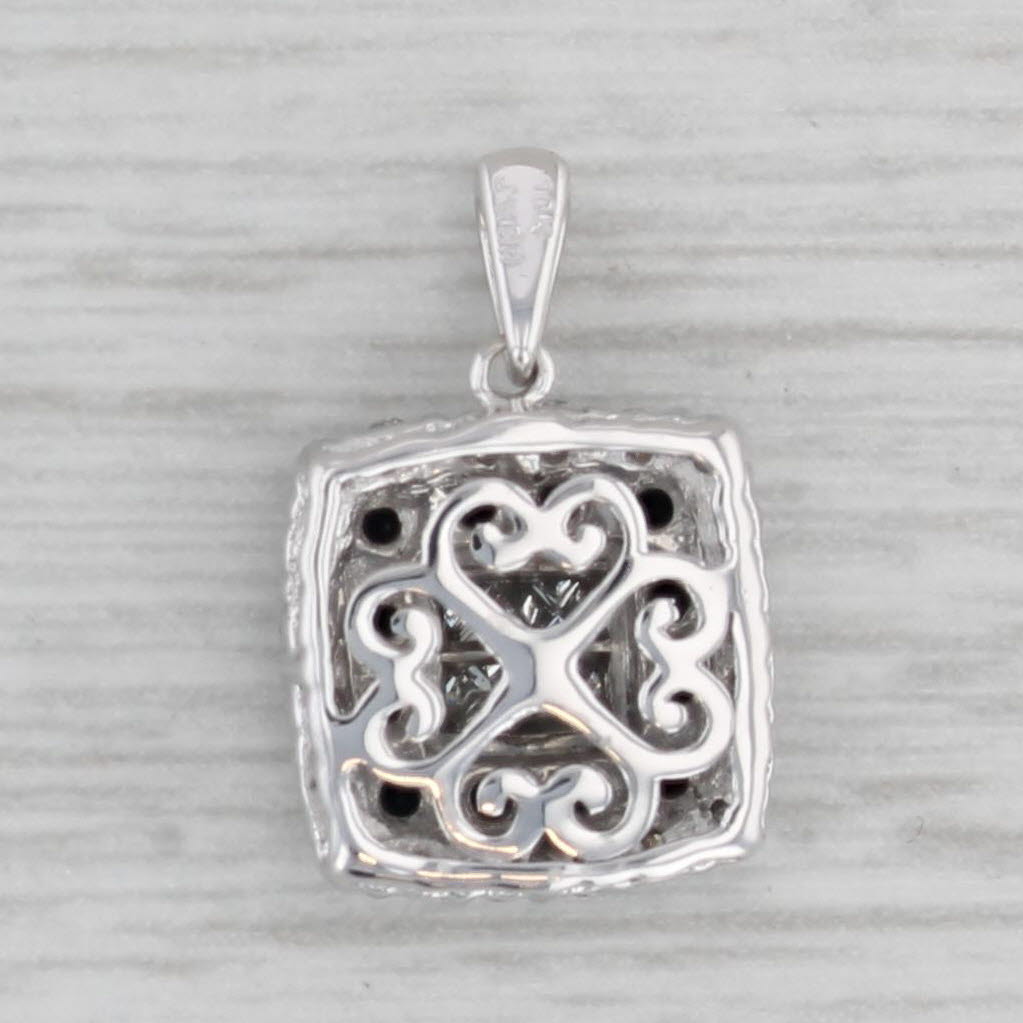 Gray 0.50ctw Black White Diamond Pendant 10k White Gold Small Drop